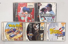 5 Dreamcast Games Lot - CIB, Complete - Virtual Striker 2, Wacky Races, VF3