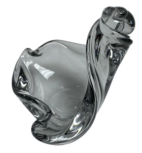 Vintage Bayel French Crystal Sculptural Swirl Bowl Art Glass ~ 4.25 in - Picture 1 of 6