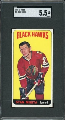 1964-65 Topps Hockey Stan Mikita SGC 5.5 EX+ Chicago Black Hawks #31 HOF - Image 1 of 2