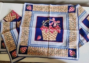 Lotto 6 tovaglioli vintage fragola picchetto recinzione bordo stile country cottage plaid - Foto 1 di 10