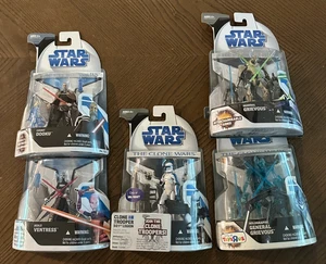 Lote de 5 figuras de Star Wars The Clone Wars 2007 holográficas Grevious, Dooku, 501st - Imagen 1 de 5