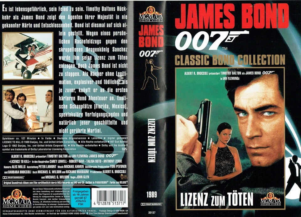 (VHS)  Videokassette - James Bond  007 - Lizenz zum Töten - Timothy Dalton - Bild 1 von 2