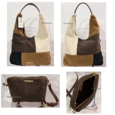 NWT STEVE MADDEN Faux Fur Patchwork 2 In 1 Small Crossbody Bag & Large Hobo Bag - Image 1 of 4