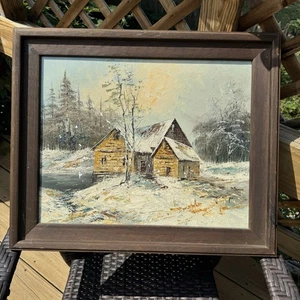 Granger Cooper Wood Cabin Nature Scene Acrylic Painting Artist SIGNED - Picture 1 of 9