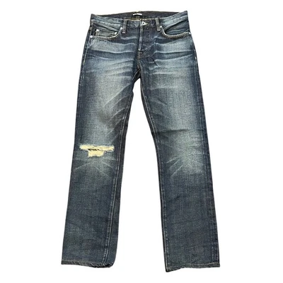 Pantalones de mezclilla BALDWIN Henley ribete ajustado para hombre 30x31 lavado oscuro desgastado Japón EE. UU. Foto 1 de 4