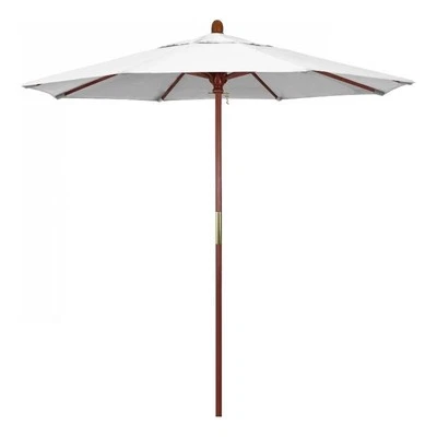 Pemberly Row 7.5' Push Lift Wood Pole Patio Umbrella in Olefin White Fabric - Image 1 of 4