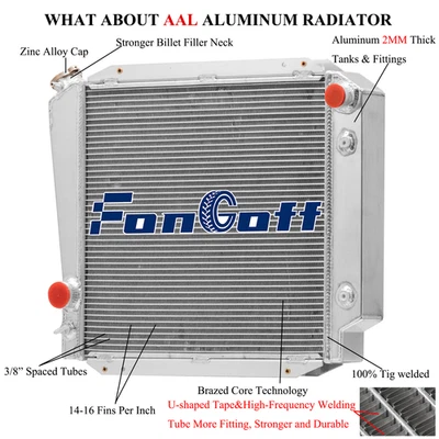 3-Row Aluminum Radiator For 1966-1977 Ford Bronco L6 4.7L 4.9L V8 1970 US Foto 1 de 4