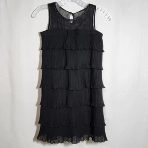 The Children's Place Girls Size 10 Sleeveless Lined Black Layered Ruffle Dress - Picture 1 of 7