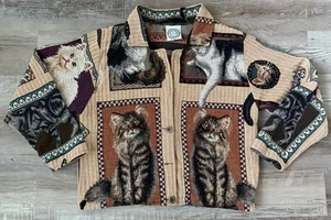 Vintage Sugar Street Weavers Pullover Gobelin Cardigan Katzen 22,5” x 24” Einheitsgröße - Bild 1 von 17