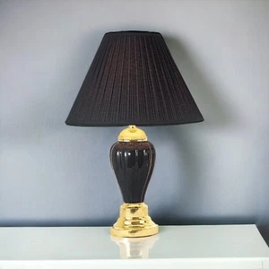 27" Black and Gold Ceramic Urn Table Lamp With Black Empire Shade - Picture 1 of 7