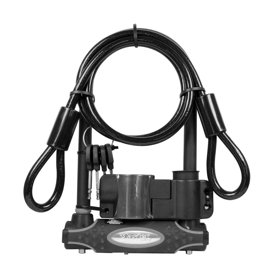 Master Lock 8274EURDPRO Hardened Steel U Heavy Duty Bike D Lock with Cable, Blac - Image 1 of 1