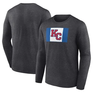 Men's Charcoal Kansas Jayhawks KC Logo Long Sleeve T-Shirt - Picture 1 of 3