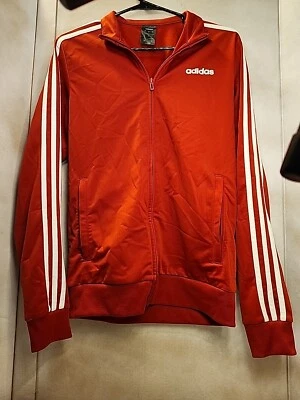 Adidas Chaqueta Mujer Pequeña Pista Rojo Bombardero Rayas Cremallera Completa Trifolio Sudadera Foto 1 de 4