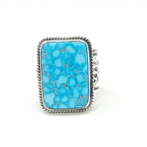 Sunshine Reeves Navajo Sterling Silber Ring Wassernetz Kingman Türkis Handarbeit - Bild 1 von 7