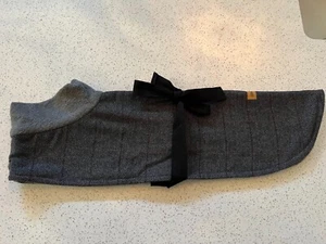 Whippet / Greyhound coat, Grey herringbone with Maroon wool blend check - Bild 1 von 4