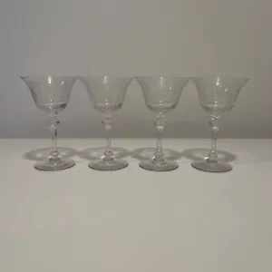 Vintage Crystal Stemware Wine Glasses Cordial with Etched Floral set of 4 - Picture 1 of 10