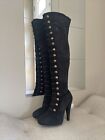 Campbell California Vintage Over The Knee Black Suede Boots 9 Halloween Grunge