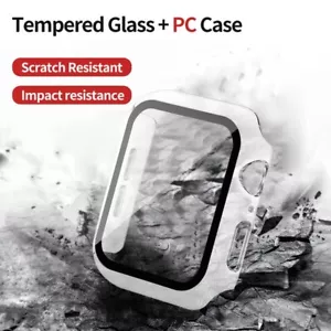 Per Apple Watch 40 44 MM Custodia Ibrida Trasparente Protezione Schermo Vetro Temperato - Foto 1 di 9