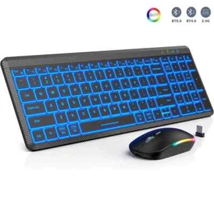 Colors Backlit 2.4GWireless Keyboard and Mouse Combo Rechargeable with NumberPad - Picture 1 of 16