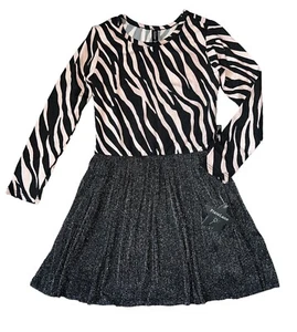 Pixie Lane Girls Simply Soft Long Sleeve Zebra Print Glitter Dress Size 5 NWT - Picture 1 of 3