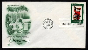 USA, SCOTT # 1472, ARTCRAFT FDC COVER 1972 CHRISTMAS, SANTA CLAUS, GREETINGS - Picture 1 of 1