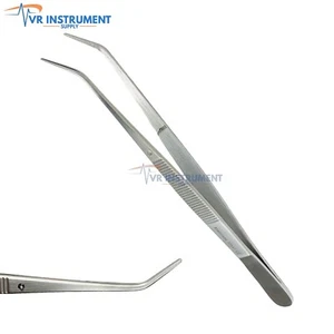 Dental Pinzette Baumwolle College Verband chirurgische Pinzette gebogene gezackte Spitze 6"  - Bild 1 von 6
