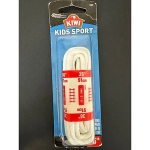 Kiwi Kids Sport Shoe Laces Oval White 36” 1 Pair 4-5 Eyelets - Picture 1 of 3