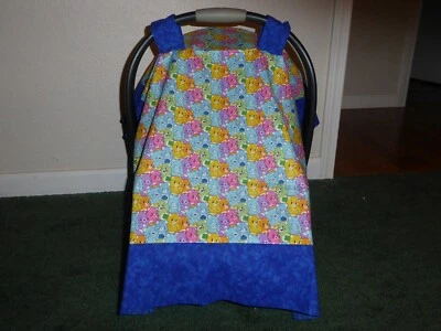 **CUIDADO OSOS**Cubierta con dosel de asiento de coche para bebé con tu elección de telas de borde Foto 1 de 3