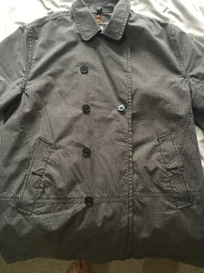 Pretty Green Lightweight Double Breasted Jacket Mac Checked Very Rare Grey Brown - Picture 1 of 10