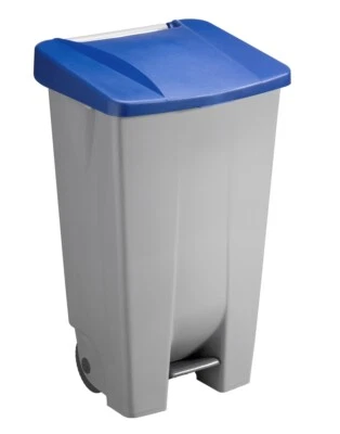 Sunware Abfalleimer 120Lit.- 42,5x51x87,5cm-mit Rädern/Pedal/Handgriff-grau/blau - Bild 1 von 3