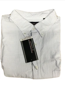 ROUNDTREE & YORKE Shirt Cotton Stripes White Navy size XL - Picture 1 of 1