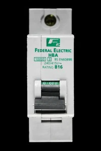 FEDERAL 16 AMP TYPE B 10kA MCB CIRCUIT BREAKER STABLOK HBA - Picture 1 of 7