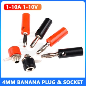 4mm Banana Plug Jack Socket Screw Connector Audio Speaker Wire Cable Red Black - Picture 1 of 14
