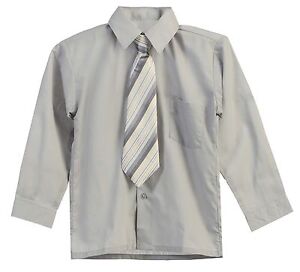 Boys Toddler Dress Shirt Long Sleeve Button Up Tie Solid 15 Colors Size 2T 3T 4T