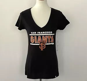 47 Brand San Francisco Giants NWT Women's T-Shirt Black V-Neck Scrum Size Med - Picture 1 of 11