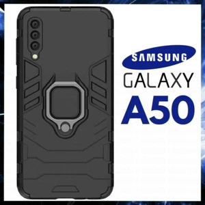 COVER PER SAMSUNG GALAXY A50 CUSTODIA ANTIURTO RIGIDA MAGNETICA ARMOR RING NERA - Zdjęcie 1 z 4