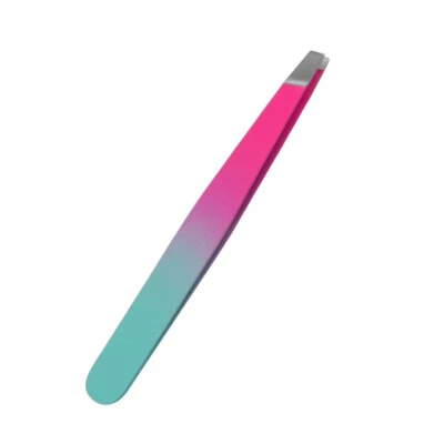 Pinza de cejas con clip de acero inoxidable inclinada punta plana eliminación de vello facial Foto 1 de 4