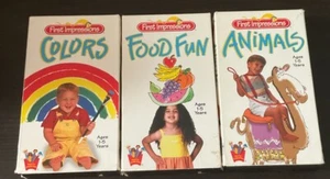 FIRST IMPRESSIONS early learning school 3-VHS Colors, Food Fun, Animals - Picture 1 of 4