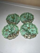 Vintage Beach Shell Lucite Coasters Green