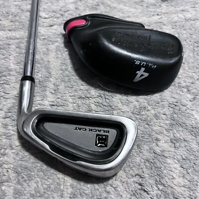 Vtg Lynx Black Cat 4 Iron Stiff Flex Flare Unifiber Graphite Shaft RH 38” Cover - Image 1 of 4