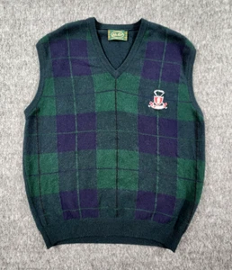 Peter Scott Sweater Vest Mens Large St Andrews Golf Scotland Black Watch Tartan - Picture 1 of 15