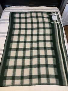 Green Plaid Sunbeam Heated Throw Blanket with 2 Heat Settings 48"x64" EUC