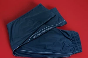 Mens LARGE Under Armour Polyester Knit Straight Leg Sweatpants BLACK - Picture 1 of 12