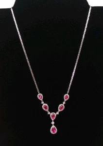 ZECCA Sterling Silver & Pink Topaz Necklace ITALY 925 - 17" - Picture 1 of 6