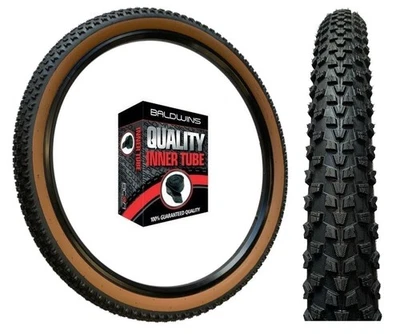 Baldys 26 x 2.10 Mountain Bike CLASSIC BROWN WALL Off Road TYRE & TUBE - Image 1 of 4