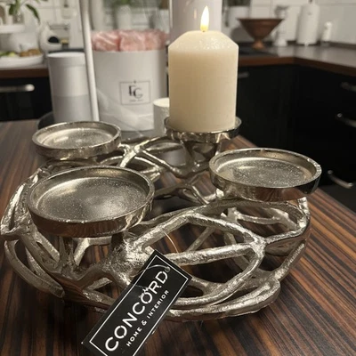 Concord Home & Interior Adventskranz silbernes Metall schwer 4 flammig wie Fink - Bild 1 von 4