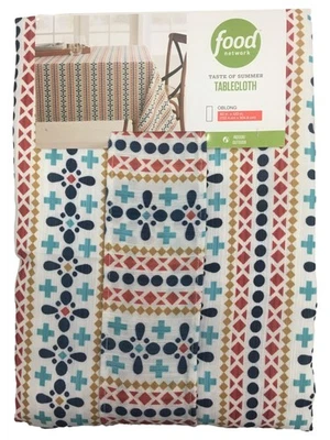 Food Network Summer Geo Mantel, Mantel Estampado Geométrico 60x120 Ob Foto 1 de 2