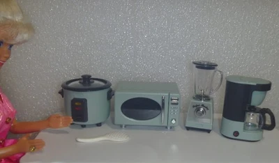 4 Pc.  Blue GrayKitchen Set, Movable Pieces ~*~For Barbie, Doll House, Curio - Image 1 of 4