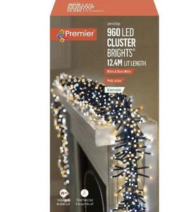 960 LED Premier Christmas Cluster Lights + Timer Cool &amp; Warm White Mix - Picture 1 of 1
