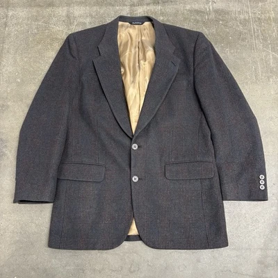 Blazer Burberry masculino vintage cabelo de camelo jaqueta xadrez tamanho 42, feito nos EUA - Imagem 1 de 4